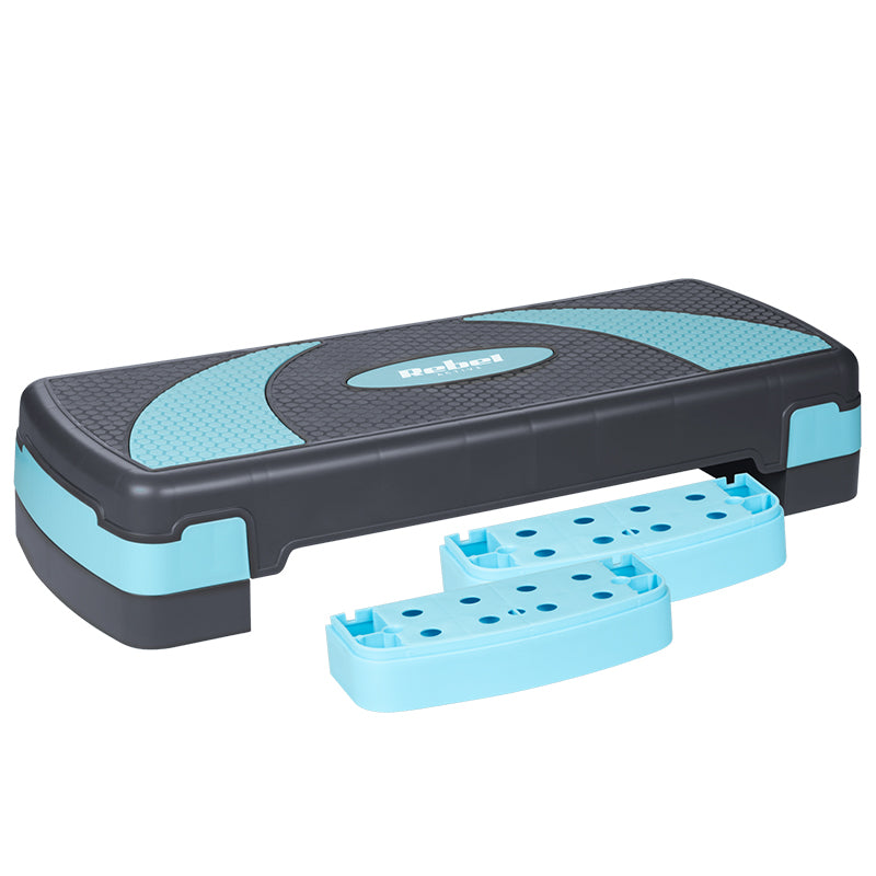 Stepper aerobic gri-albastru cu 3 nivele de înălțime și platformă 78 × 23 cm Rebel RBA-3225-BL