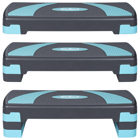 Stepper aerobic gri-albastru cu 3 nivele de înălțime și platformă 78 × 23 cm Rebel RBA-3225-BL
