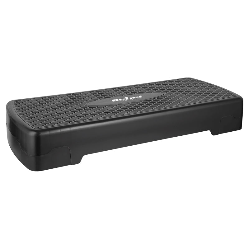 Stepper aerobic cu suprafață antiderapantă 68 × 28 cm cu reglare pe 2 nivele Rebel RBA-3228-BK