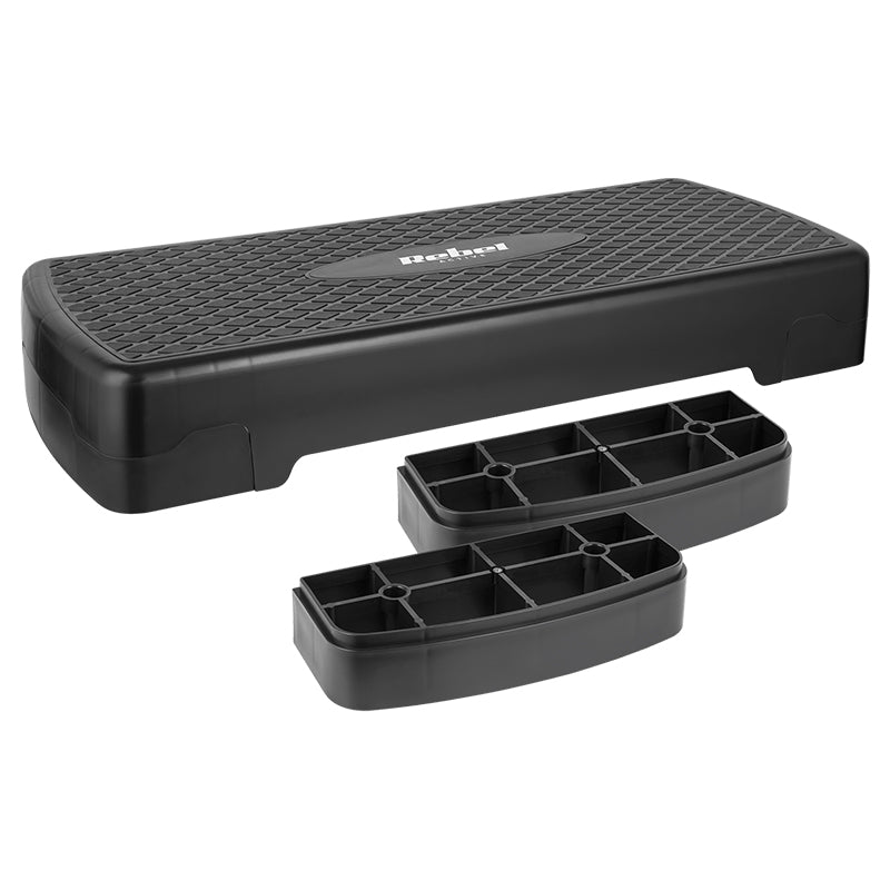Stepper aerobic cu suprafață antiderapantă 68 × 28 cm cu reglare pe 2 nivele Rebel RBA-3228-BK