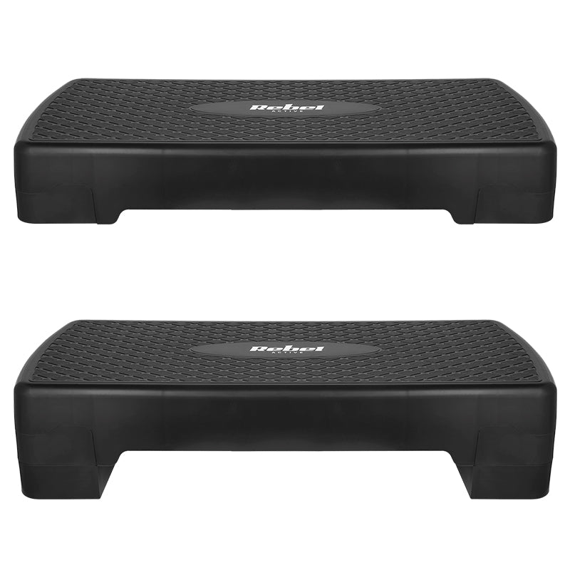 Stepper aerobic cu suprafață antiderapantă 68 × 28 cm cu reglare pe 2 nivele Rebel RBA-3228-BK