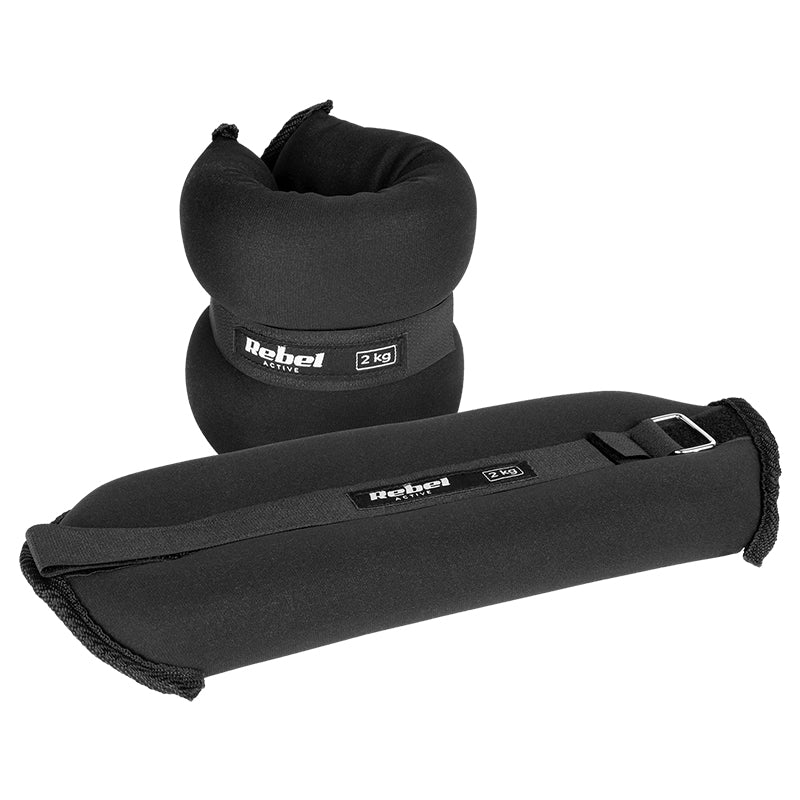 Set 2 greutăți pentru încheietură 2 × 2 kg din neopren cu prindere Velcro Rebel RBA-3500-2