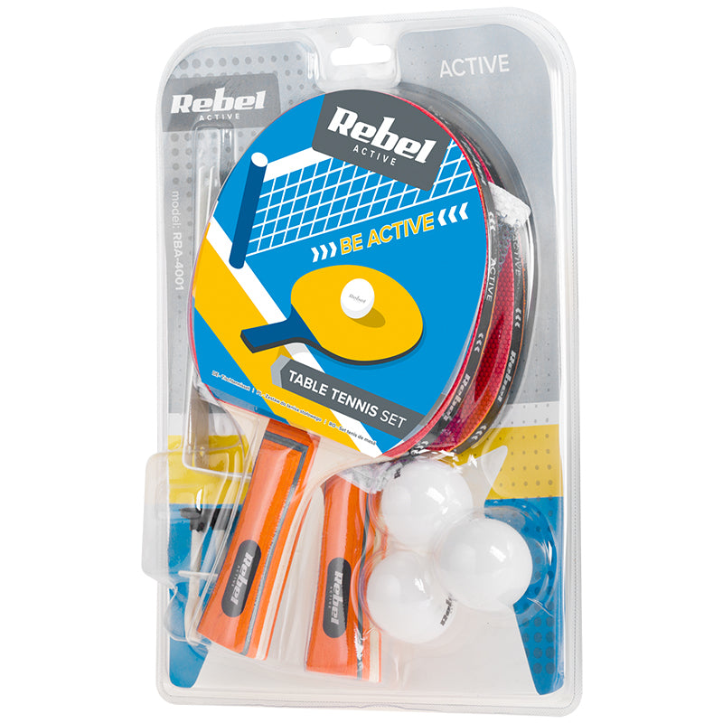 Set tenis de masă cu 2 palete, 3 mingi și fileu Rebel RBA-4001