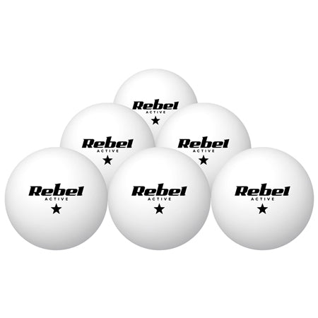 Set 6 mingi tenis de masă albe din ABS cu diametru 40 mm Rebel RBA-4007