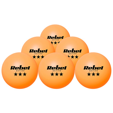 Set 6 mingi de tenis de masă portocalii de 3 stele cu diametru de 40 mm Rebel RBA-4009