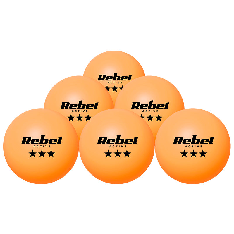 Set 6 mingi de tenis de masă portocalii de 3 stele cu diametru de 40 mm Rebel RBA-4009