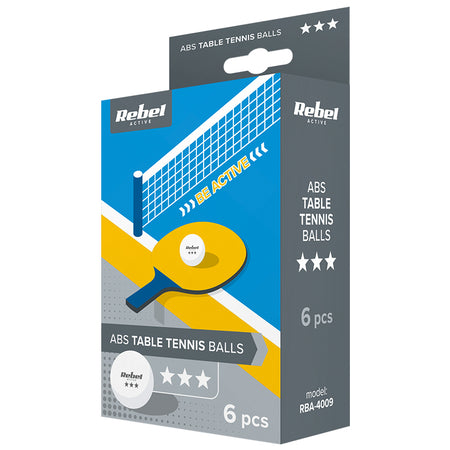 Set 6 mingi de tenis de masă portocalii de 3 stele cu diametru de 40 mm Rebel RBA-4009