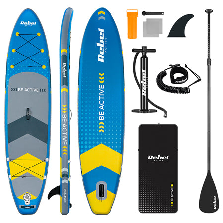 Set placă gonflabilă stand up paddle de 350 × 81 cm cu vâslă și pompă Rebel RBA-4500-BL