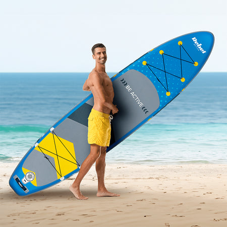Set placă gonflabilă stand up paddle de 350 × 81 cm cu vâslă și pompă Rebel RBA-4500-BL