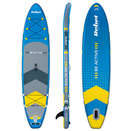 Set placă gonflabilă stand up paddle de 350 × 81 cm cu vâslă și pompă Rebel RBA-4500-BL