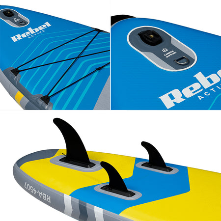 Set placă gonflabilă stand up paddle cu scaun caiac 335×84×15 cm Rebel RBA-4507-BL