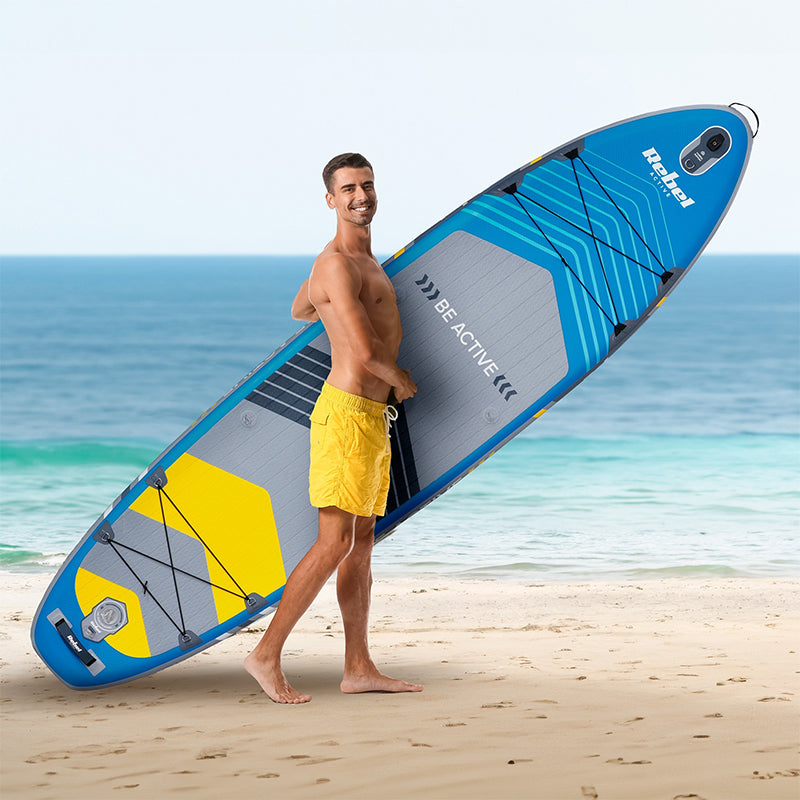 Set placă gonflabilă stand up paddle cu scaun caiac 335×84×15 cm Rebel RBA-4507-BL