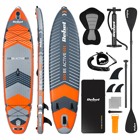Set placă gonflabilă stand up paddle cu scaun caiac 335 × 84 × 15 cm Rebel RBA-4507-OR