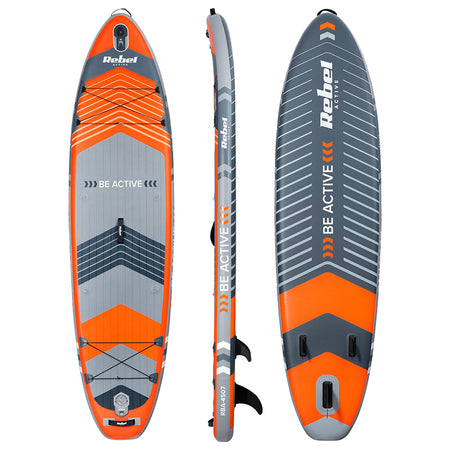 Set placă gonflabilă stand up paddle cu scaun caiac 335 × 84 × 15 cm Rebel RBA-4507-OR