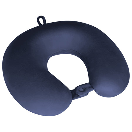 Pernă de călătorie cu spumă cu memorie, velur, albastru Rebel RBA-5002-BL