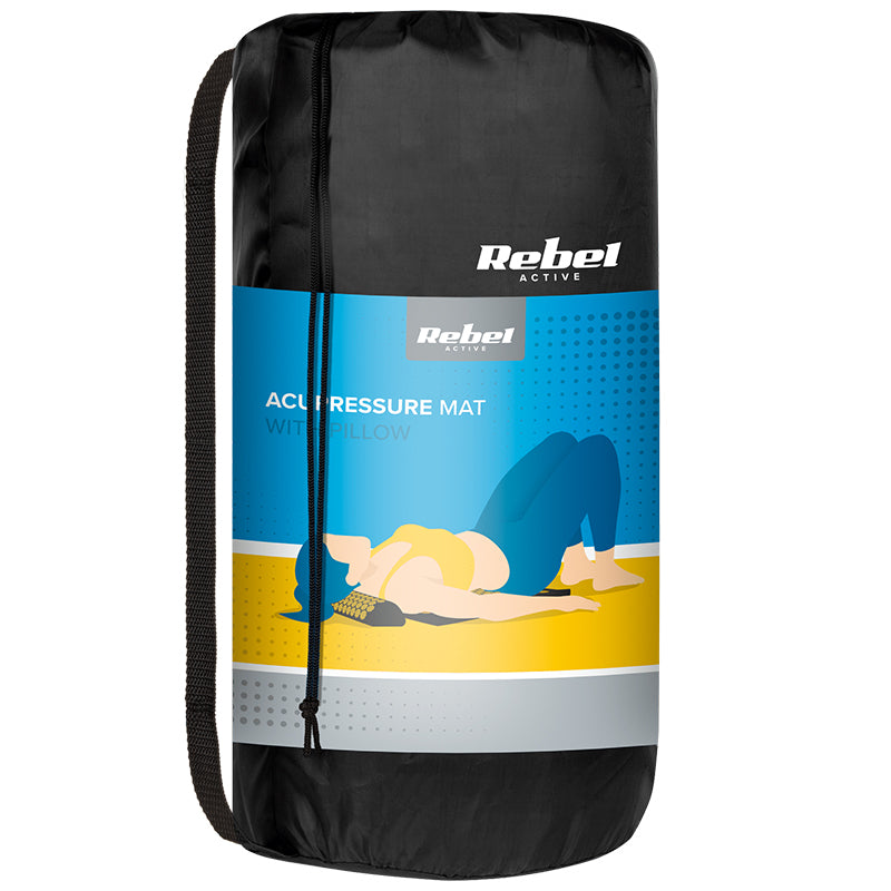 Set saltea de presopunctură cu pernă din bumbac, 130 × 50 cm Rebel RBA-6003-BK