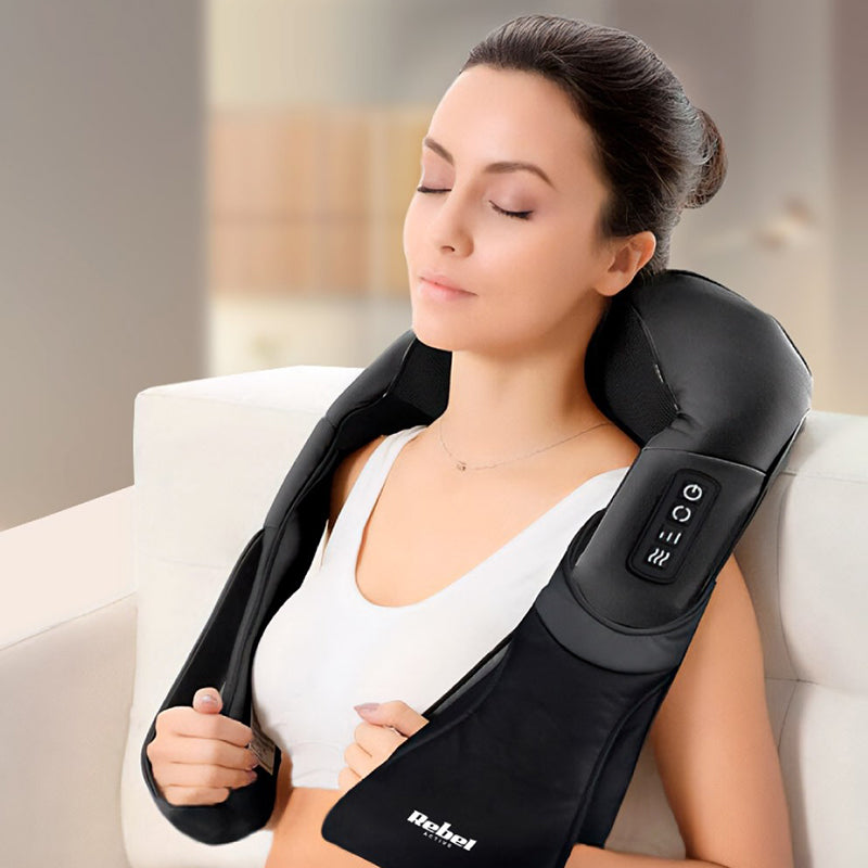 Aparat de masaj shiatsu pentru zona cervicală cu încălzire și 8 capete de masaj Rebel RBA-6009-A