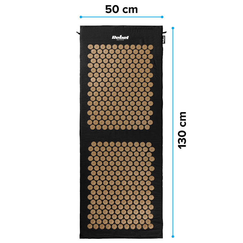 Set saltea de presopunctură cu pernă 130 × 50 cm din bumbac Rebel RBA-6013-GL