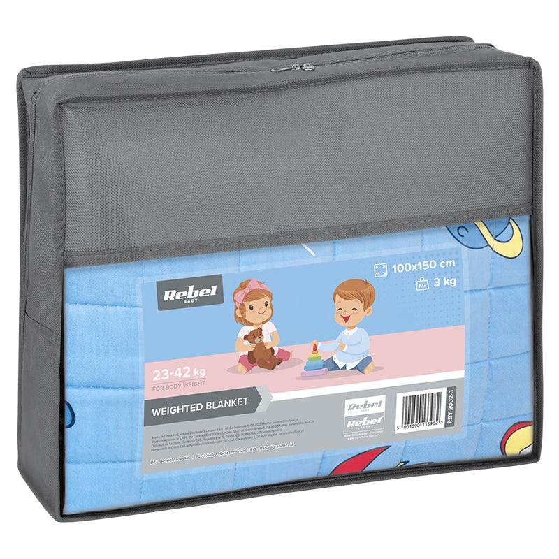 Pătură ponderată pentru copii 100 × 150 cm de 3 kg cu husă inclusă Rebel RBY-2002-3