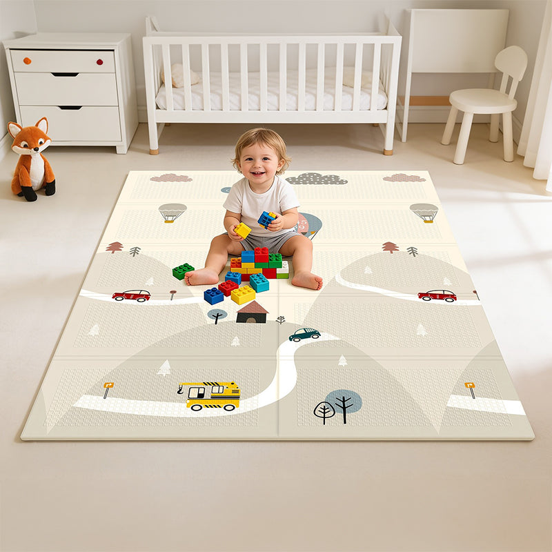 Covoraș de joacă pentru bebeluși pliabil cu model față-verso 180 × 120 cm RBY-2202-2