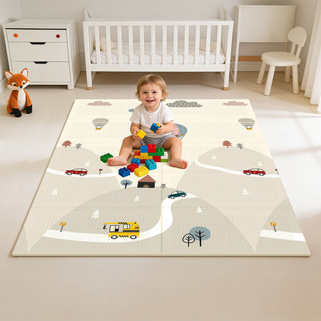 Covoraș de joacă pentru bebeluși pliabil cu model față-verso 180 × 120 cm RBY-2202-2
