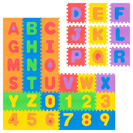 Covoraș educativ puzzle cu alfabet 180 × 180 cm din spumă EVA, 36 piese Rebel RBY-2253-36