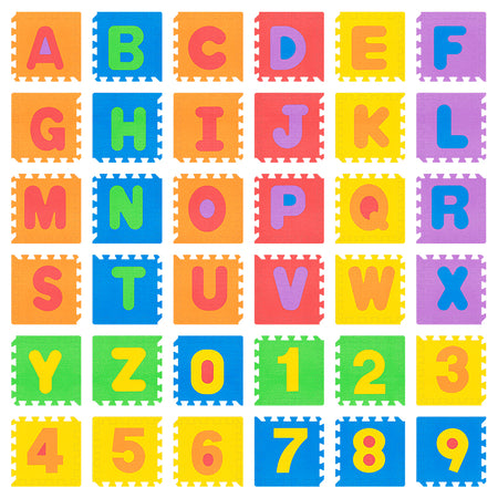 Covoraș educativ puzzle cu alfabet 180 × 180 cm din spumă EVA, 36 piese Rebel RBY-2253-36