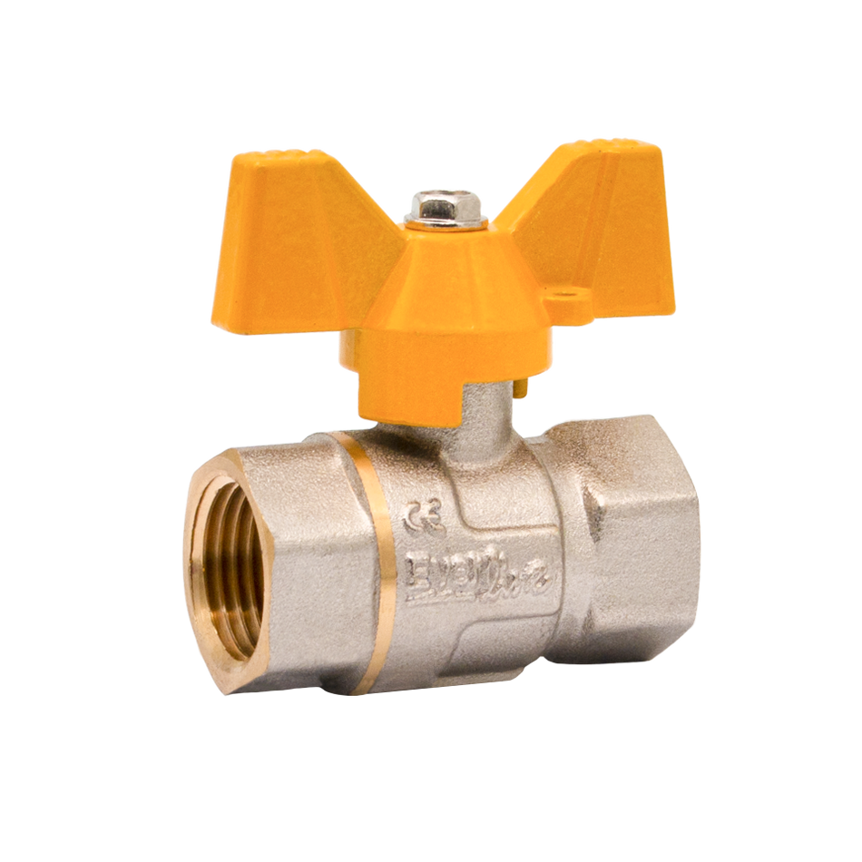 Robinet pentru gaz cu mâner fluture 1/2 inch cu filet interior-interior