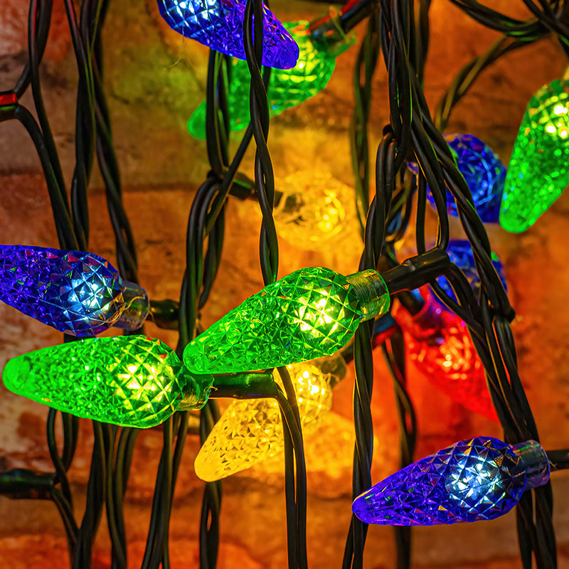 Instalație Crăciun 100 LED-uri RGB, 8 m, 8 moduri, conuri pin, Forever light RTV100177