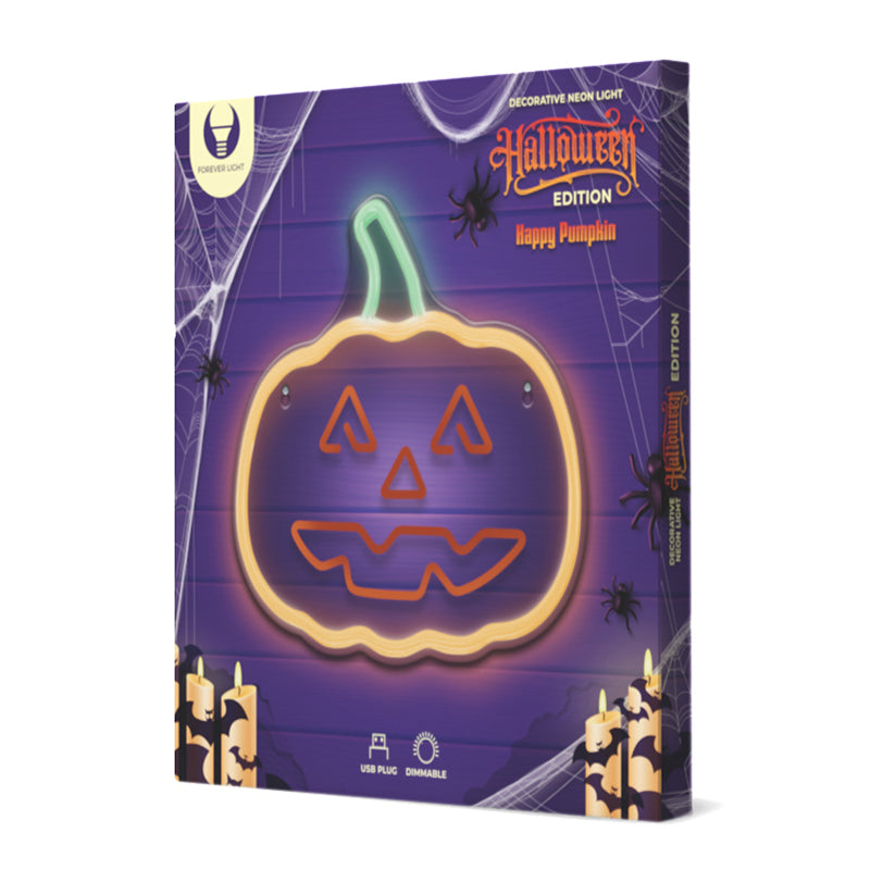 Reclamă luminoasă neon LED verde/portocaliu Halloween cu USB Forever light RTV100285