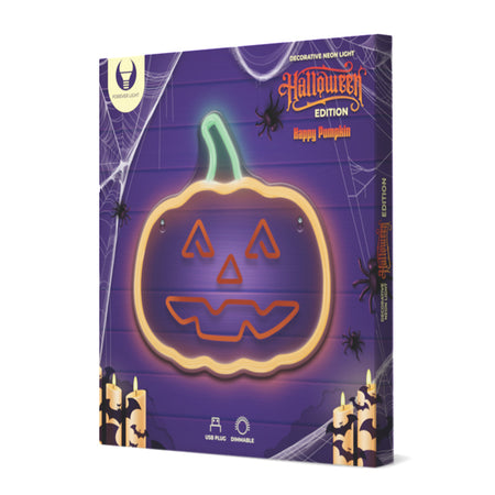Reclamă luminoasă neon LED verde/portocaliu Halloween cu USB Forever light RTV100285