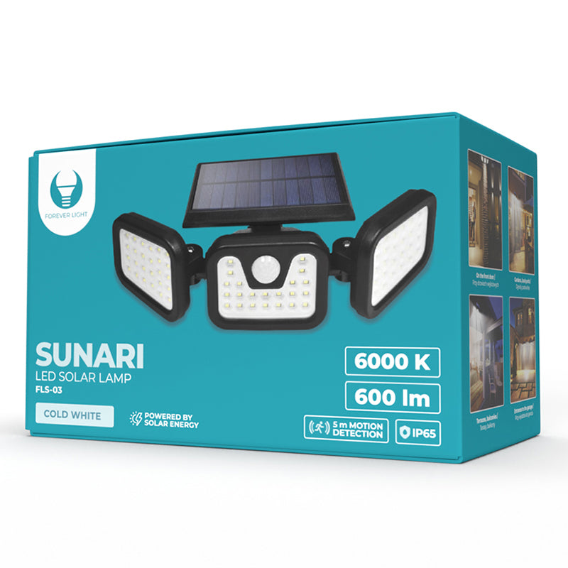 Lampă LED solară 8W 600lm cu senzor mișcare IP65 Forever light RTV100324