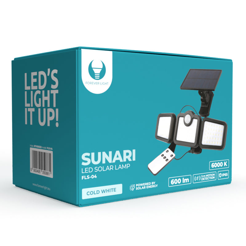 Lampă LED solară cu senzor de mișcare 10 W, 6000 K, Forever light RTV100325