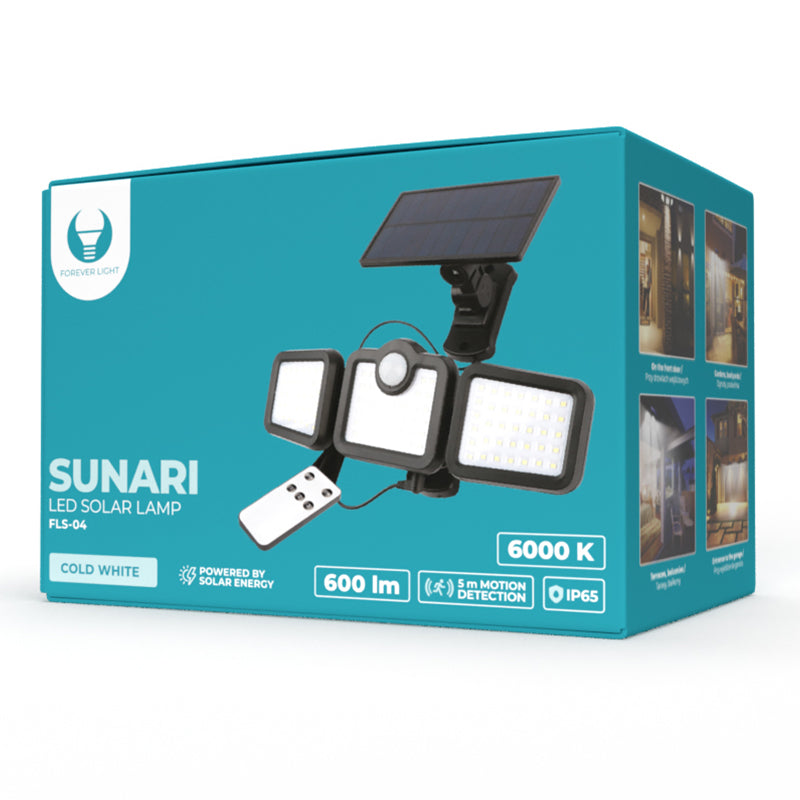 Lampă LED solară cu senzor de mișcare 10 W, 6000 K, Forever light RTV100325