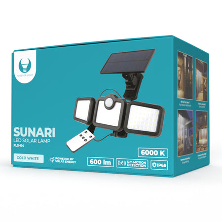 Lampă LED solară cu senzor de mișcare 10 W, 6000 K, Forever light RTV100325