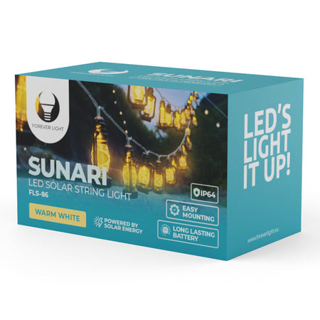Șir iluminat solar 6.5 m IP64 alb cald Forever light RTV100390