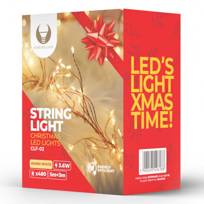 Instalație Crăciun 480 LED alb cald 3 m, 2 moduri, 3,6 W Forever light RTV100459