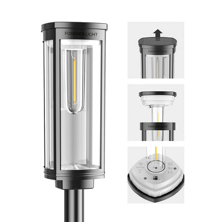 Lampă LED solară grădină 3000K, IP44, încărcare solară, Forever light RTV100526