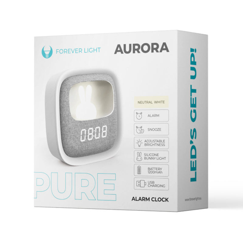 Ceas deșteptător cu lumină veghe, alarmă touch, figurina iepure, Forever light RTV100554