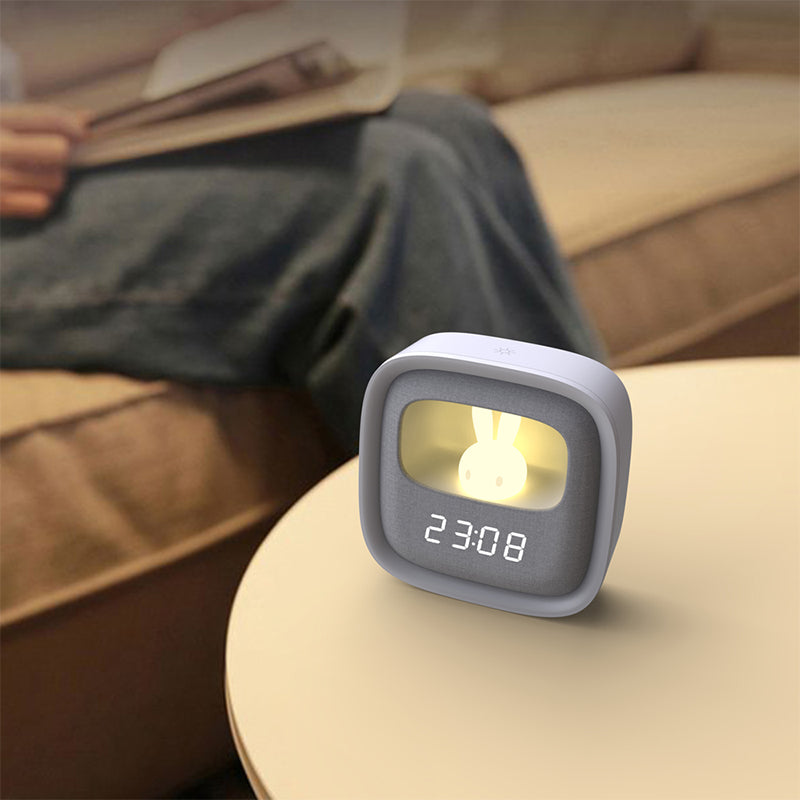 Ceas deșteptător cu lumină veghe, alarmă touch, figurina iepure, Forever light RTV100554