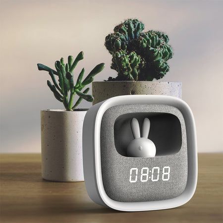 Ceas deșteptător cu lumină veghe, alarmă touch, figurina iepure, Forever light RTV100554