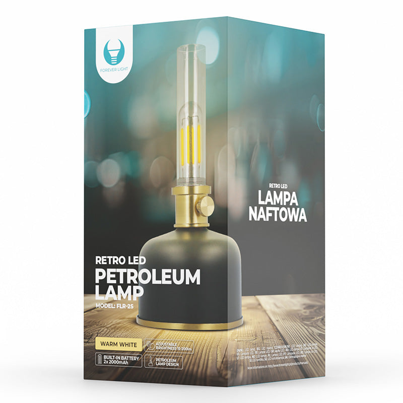 Lampa LED retro 2 W, 3000 K, design petrol, USB-C, dimmer - Forever light RTV200022