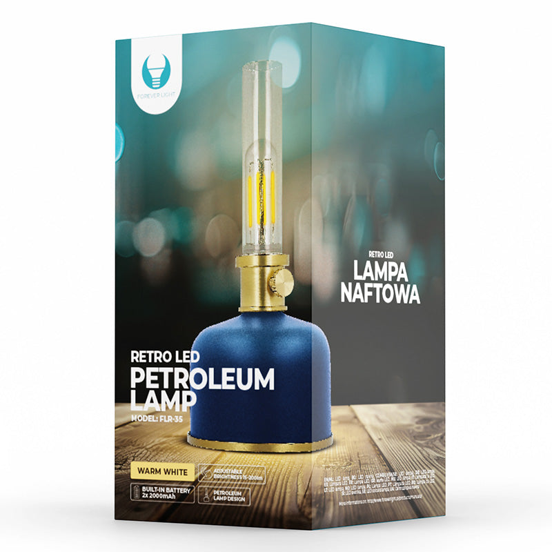 Lampă LED retro 2 W, 3000K, cu baterie reincarcabilă, USB-C, Forever light RTV200023