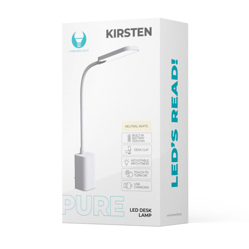 Lampă LED de birou 6 W cu prindere de masă, USB-C, alb Forever light RTV200041