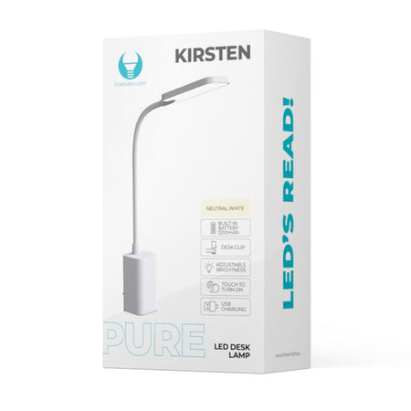 Lampă LED de birou 6 W cu prindere de masă, USB-C, alb Forever light RTV200041