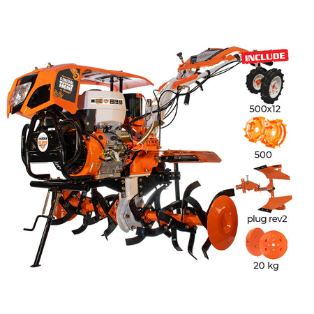 Motocultor RURIS 1300KS + roti cauciuc 5.00-12+plug reversibil rev2+roti metalice 500+set contragreutati 20kg -29