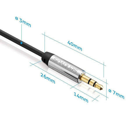 Cablu audio jack 3,5 mm tată-tată cu conector placat cu aur Sentivus