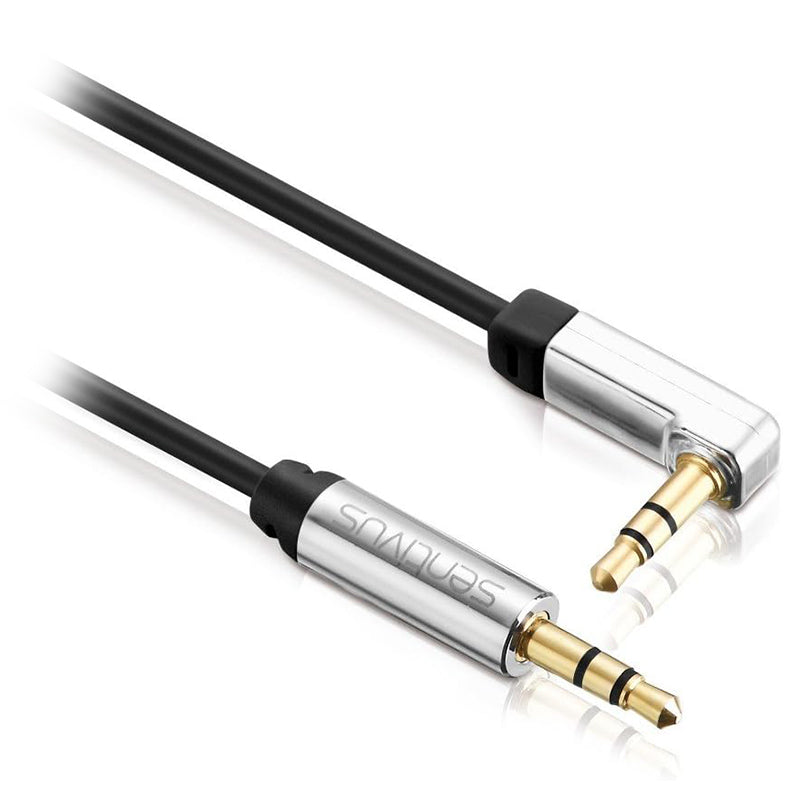 Cablu audio 3,5 mm tată-tată la 90°, pentru audio stereo, Sentivus