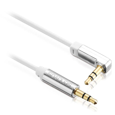 Cablu audio jack 3.5 mm tata-tata, unghi 90°, 2 m, alb Sentivus S-AU031-200