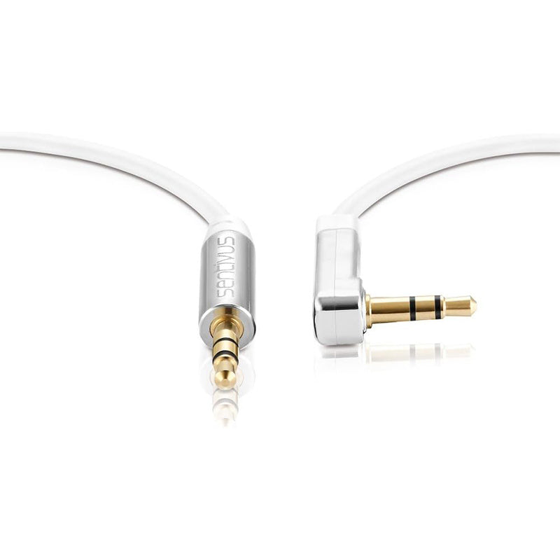 Cablu audio jack 3.5 mm tata-tata 3 m, mufa 90°, alb, Sentivus S-AU031-300